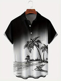 2025 kkboxly  Hawaiian Style Men's Gradient Coconut Tree Print Shirt - Oversized Short Sleeve Summer Shirt for Males and Plus Sizes