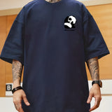 kkboxly  Plus Size Men's Casual Graphic Tees For Summer, "Cute Panda" Print Crew Neck Oversized T-shirts, Trendy Chic Outfit Men's Clothings