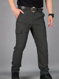 kkboxly  Summer Men Pants Waterproof Cargo Pants Lightweight Quick Drying Tactical Trousers Solid Armygreen Black Pants Man Casual Elastic Waist Men's Trousers Plus Size S-4XL New