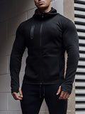 kkboxly  Men's Hooded Jacket Casual Long Sleeve Hoodies With Zipper Gym Sports Hooded Coat For Spring Fall