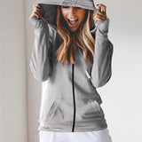 kkboxly   Elegant Solid Zip Up Hoodie With Pocket, Casual Every Day Sweatshirt For Fall & Winter, Women's Clothing