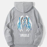 kkboxly  Men's Cartoon Angel Wing Printing Hoodie, Trend Casual Long Sleeve Hooded Sweatshirt