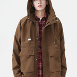 kkboxly  Men's Solid Jacket With Pockets, Casual Breathable Zip Up Long Sleeve Hooded Jacket For Spring Fall