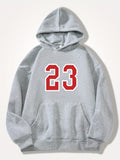 ''58.42cm Print Men's Fleece Hoodie, Comfy Stretch Drawstring Trendy Hooded Pullover