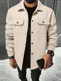 kkboxly  Men's Casual Single Breasted Button Up Shirt Coat For Spring Fall