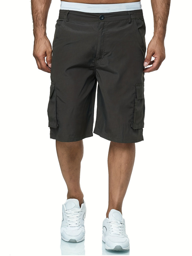 kkboxly  Classic Design Cargo Shorts, Men's Casual Multi Pocket Loose Fit Cargo Shorts For Summer Outdoor