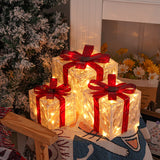 kkboxly Set Of 3 ChristmasLighted Gift Boxes, Transparent Warm White Lighted Christmas Box Decrations, Presents Boxs With Red Bows For Christams Tree, Yard, Home, Christams Outdoor Decoration
