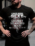kkboxly  CHUBBY BEARED MAN Slogan Print Men's T-shirt, Men's Trendy Summer Tops