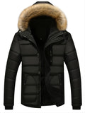 kkboxly  Men's Casual Thicken Cotton-padded Jacket With Removable Hood For Winter