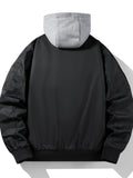 kkboxly  Men's Padded Hooded Jacket, Men Casual Padded Bomber Jacket Flight Coat Windbreaker For Men Winter