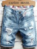 kkboxly  Men's Stylish Short Jeans, Casual Straight Distressed Fit Ripped Denim Shorts For Summer