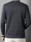 All Match Knitted Striped Sweater, Men's Casual Warm Mid Stretch Crew Neck Pullover Sweater For Men Fall Winter