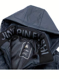 kkboxly Men's Padded Hooded Jacket, Men Casual Padded Coat Windbreaker Zipper Pocket Stand Collar For Men Winter