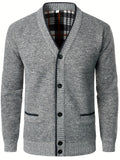 kkboxly  All Match Knitted Warm Thick Cardigan, Men's Casual Warm Slightly Stretch Button Up Jacket Coat For Fall Winter