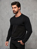 kkboxly  Men's Solid Crew Neck Knit Long Sleeves T-shirt, Casual Comfy Shirt For Spring Summer Autumn, Men's Clothing Tops