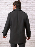 kkboxly  Plus Size Men's Solid Fleece Coat Fashion Casual Elegant Tops Button Up Jacket For Fall Winter, Men's Clothing