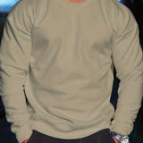 kkboxly  Crew Neck Cotton Sweatshirt Pullover For Men Warm Solid Color Sweatshirts Winter Long Sleeve Tops