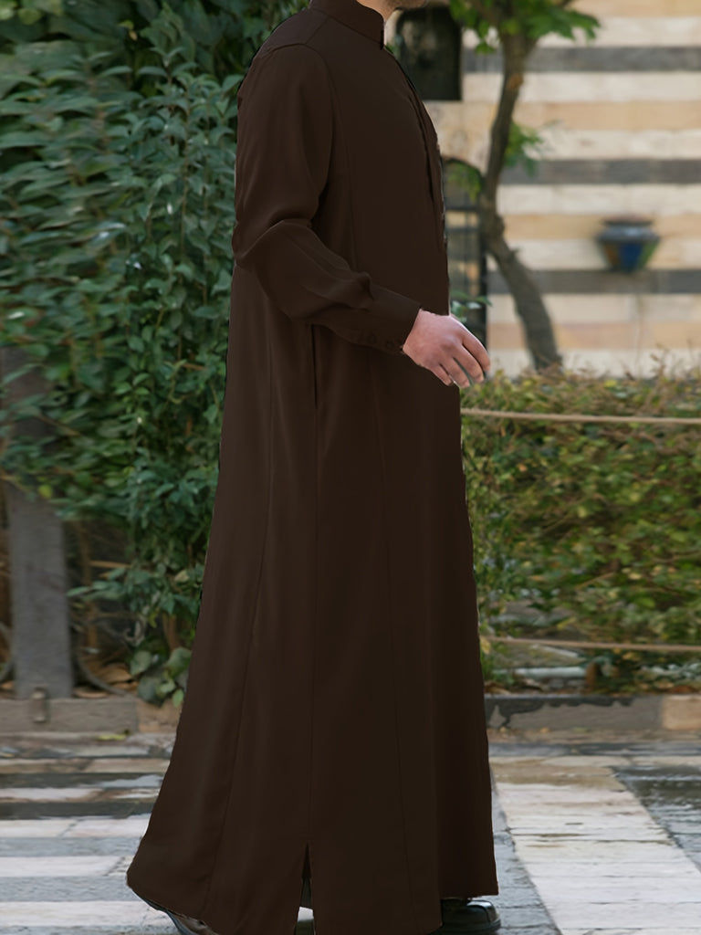 kkboxly  Men's Saudi Arabic Thobe Jubba Dishdasha Long Sleeve Robe, Islamic Abaya Dress, Ramadan Muslim Dress Middle East Islamic Clothing