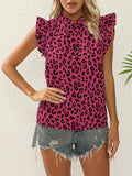 kkboxly  Ruffle Trim Stand Collar Blouse, Casual Top For Summer & Spring, Women's Clothing