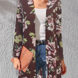 kkboxly  Floral Print Lightweight Jacket, Casual Open Front Long Sleeve Outerwear For Spring & Fall, Women's Clothing