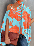 kkboxly   Women's Blouse Summer Halter Batwing Sleeve Floral Print Blouse