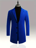 kkboxly  Classic Design Warm Coat, Men's Semi-formal Mid Length Button Up Lapel Coat For Fall Winter Business