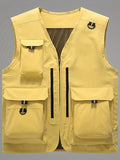 kkboxly  Men's Summer Outdoor Vest: Breathable Mesh, Multi Pockets, Zip Up & Thin Sleeveless Jacket for Fishing, Trekking & Hiking