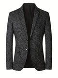 kkboxly  Father's Day Gift, Two Button Blazer, Men's Casual Solid Color Flap Pocket Lapel Sports Coat For Spring Fall Business