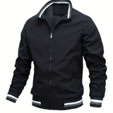 kkboxly  Men's Casual Baseball Jacket Coat Regular Fit College Hipster Windbreaker For Spring Autumn