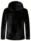 kkboxly  Warm Fleece Hooded Jacket, Men's Casual Faux Sable Zip Up Jacket Coat For Fall Winter