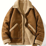 Men's Warm Fleece Jacket, Casual Stylish Warm Jacket For Fall Winter