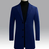 kkboxly  Classic Design Trench Coat, Men's Semi-formal Button Up Lapel Overcoat For Fall Winter Business