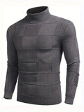 kkboxly  All Match Knitted Slim Fit Sweater, Men's Casual Warm High Stretch Turtleneck Pullover Sweater For Fall Winter