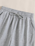 kkboxly  Women's Casual Drawstring Sports Shorts, Solid Color Elastic Waist Fashion Shorts