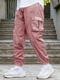 kkboxly kkboxly  Trendy Chase Letter Pattern Cargo Pants, Men's Multi Flap Pocket Trousers, Loose Casual Outdoor Pants, Men's Work Pants Outdoors Streetwear Hip Hop Style
