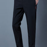 kkboxly Men's Casual Solid Color Pants Slightly Stretch Sports Pants For Spring Summer, Drawstring Sweat Pants With Zipper For Males