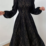 kkboxly  Semi-Sheer Solid Dress, Elegant Squared Neck Lantern Sleeve Dress, Women's Clothing