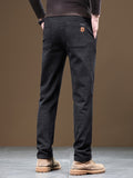 kkboxly kkboxly  Men's Casual Warm Slim Fit Trousers, Semi-Formal cropped Pants For Fall Winter Business Leisure Activities