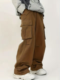 kkboxly  Solid Baggy Pants Multi Flap Pockets Men's Hipster Cargo Pants, Loose Casual Outdoor Pants, Men's Work Pants Streetwear