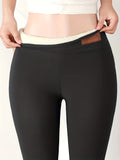 kkboxly  Winter Warm Thickened Long Leggings, Casual High Waist Elastic Fashion Bottoms Slim Leggings, Women's Wear
