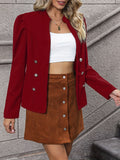 kkboxly  Double Breasted Solid Blazer, Elegant Open Front Long Sleeve Outerwear, Women's Clothing