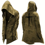 kkboxly  Men's Halloween Printed Hooded Cardigan Long Coat, Casual Cosplay Costumes