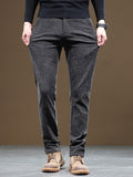 kkboxly kkboxly  Men's Casual Warm Slim Fit Trousers, Semi-Formal cropped Pants For Fall Winter Business Leisure Activities
