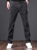 kkboxly Men's Semi-formal Jeans, Chic Classic Design Denim Pants For Business