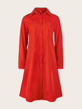 kkboxly  Casual Solid Pocket Dress, Long Sleeves V-neck Simple Mid-length Fashion Commuter Dresses, Women's Clothing