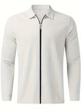 kkboxly  Waffle Pattern Men's Windbreaker Jacket Casual Long Sleeve With Zipper Gym Sports Hooded Coat For Spring Fall