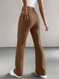 kkboxly  Solid High Waist Pants, Elegant Flare Leg Pants, Women's Clothing