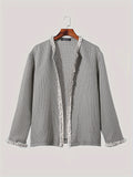 kkboxly  Elegant Open Front Cardigan Jacket, Men's Casual Vintage Style Cardigan Coat For Fall Winter