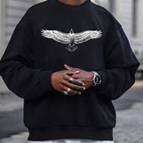 kkboxly  Big Eagle Print Men's Crew Neck Long Sleeve Sweatshirt, Casual Wear, Men's Clothing