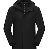 kkboxly  Men's Casual 3 In 1 Outdoor Jacket, Warm Hooded Windbreaker Jacket For Outdoor Hiking Camping